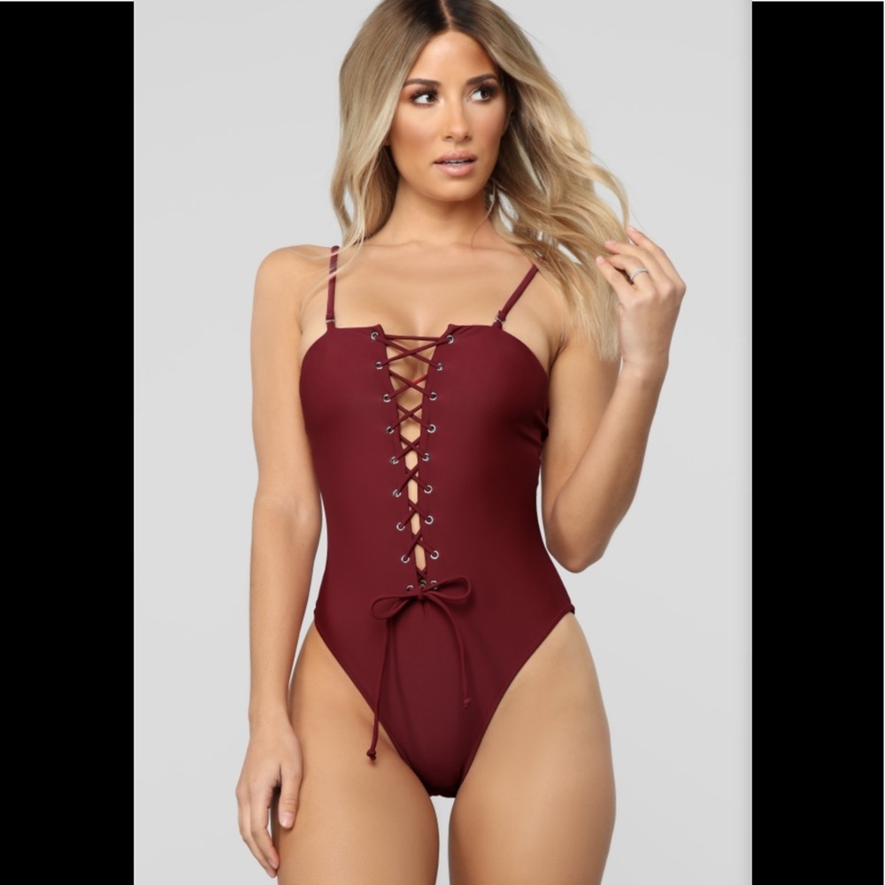 Fashion Nova Burgundy Swimsuit